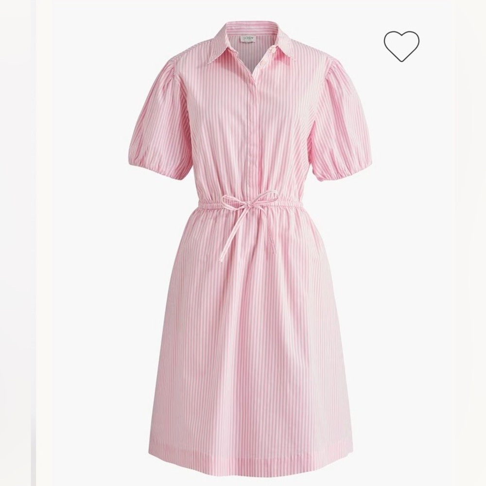 J.Crew Factory Pink Stripe Puff Sleeve Mini Dress Size 8 Spring Easter Brunch